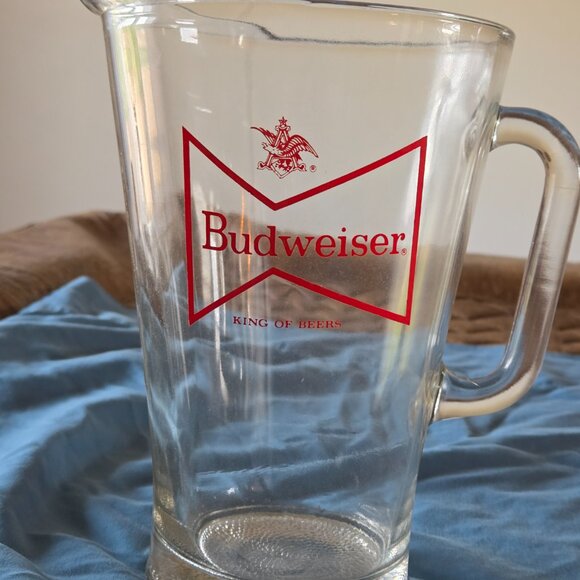 Vintage (70's) Budweiser "KING OF BEERS" Heavy Well Made Glass Beer Pitcher - Picture 5 of 7